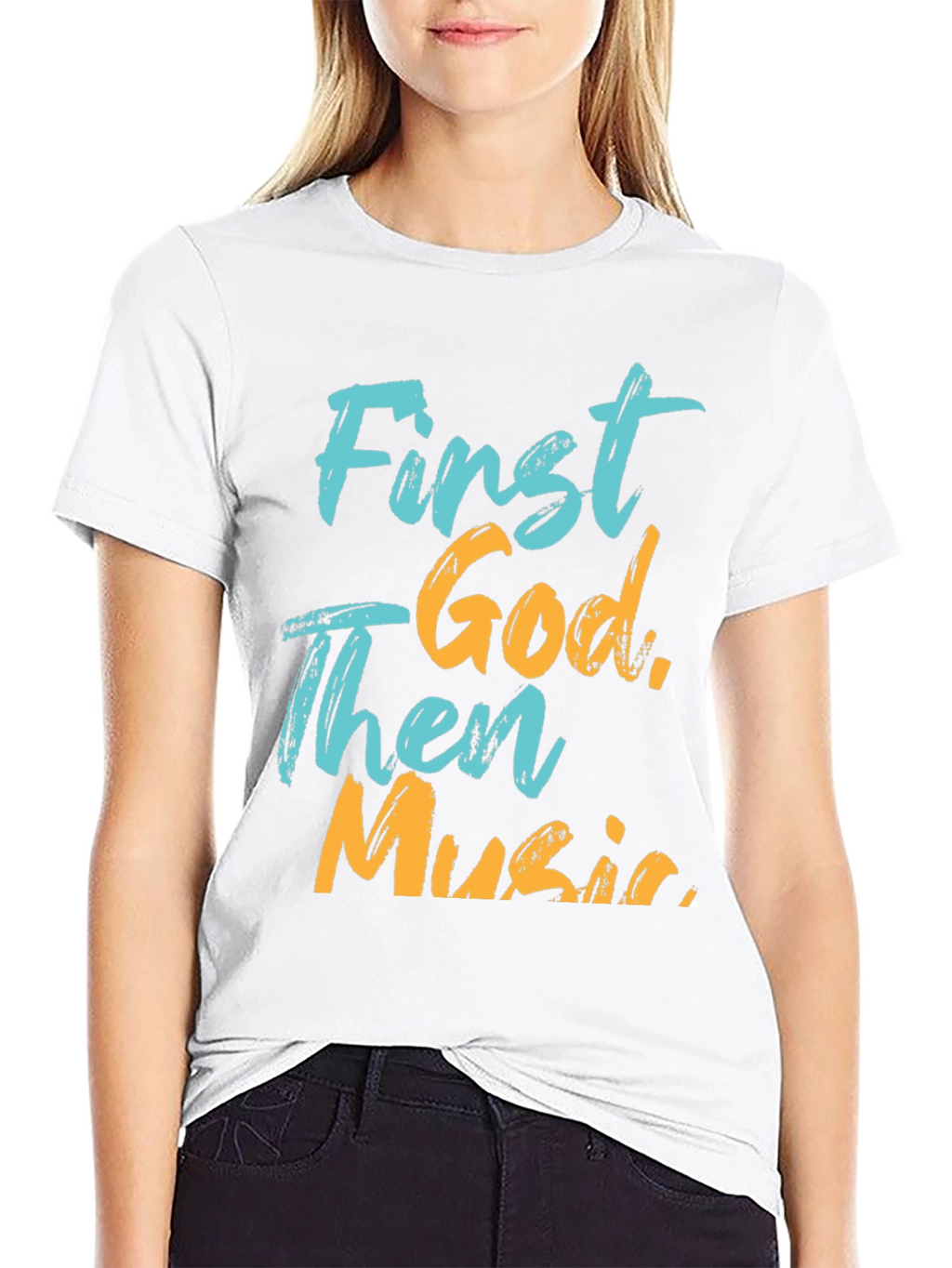 First God Then Music Graphic Tee