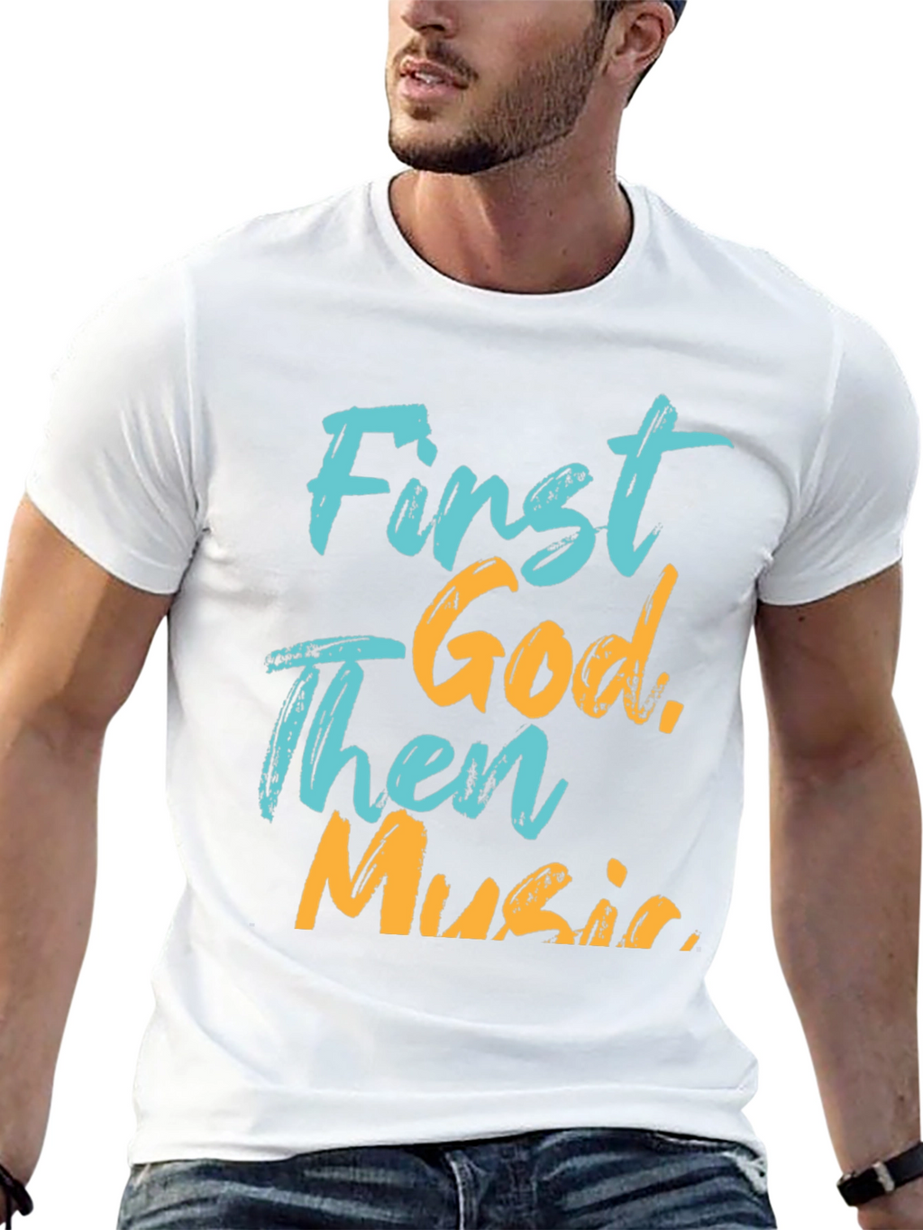First God Then Music Graphic Tee