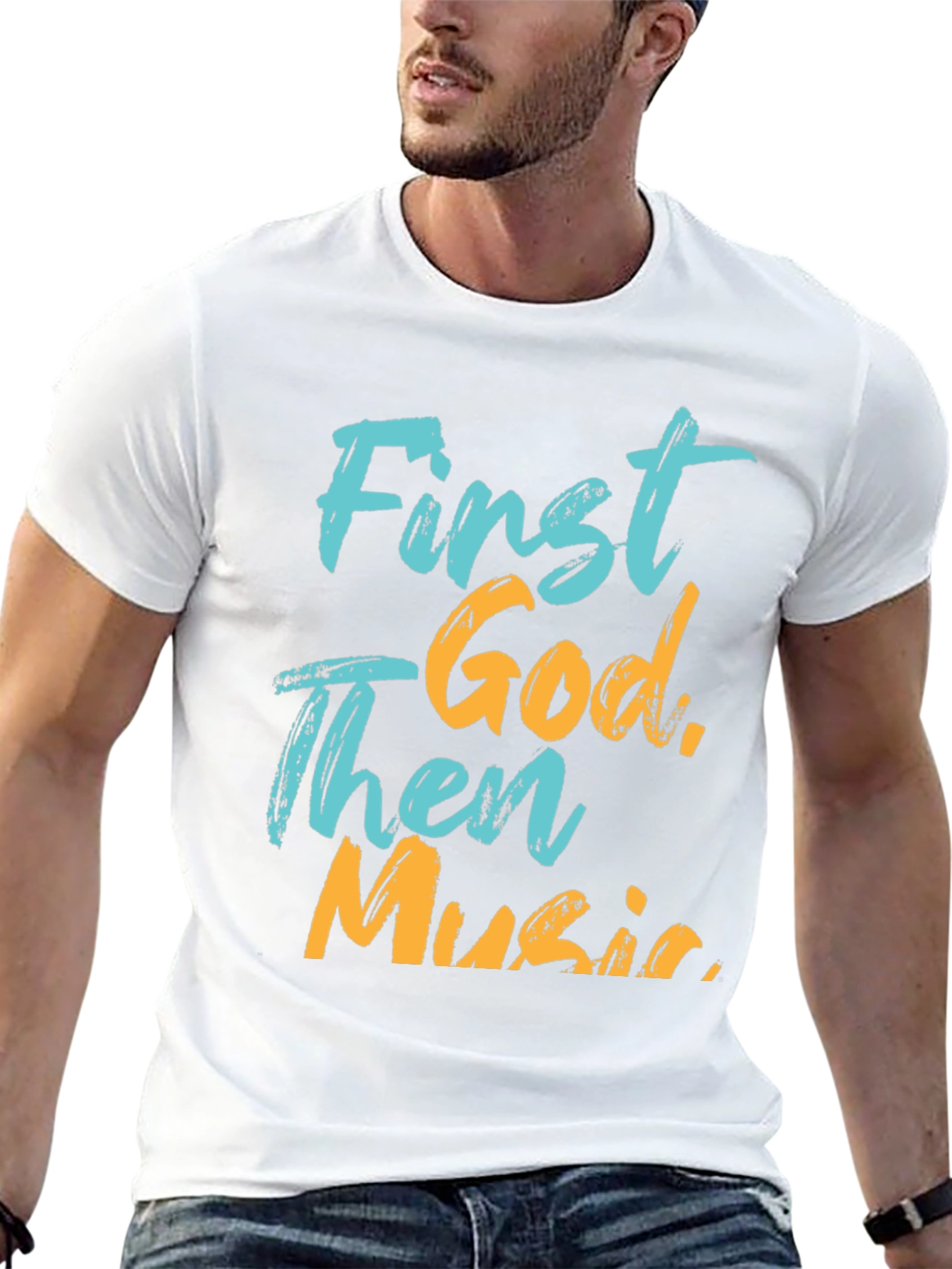 First God Then Music Graphic Tee
