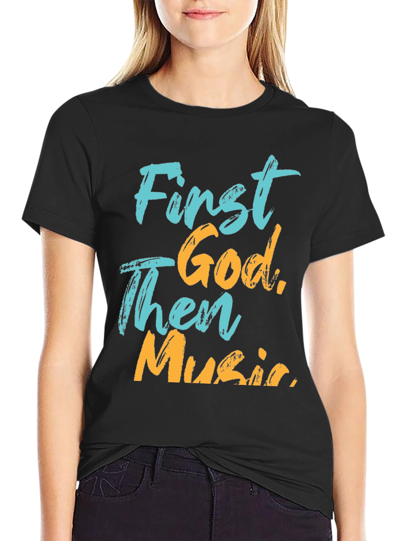 First God Then Music Graphic Tee