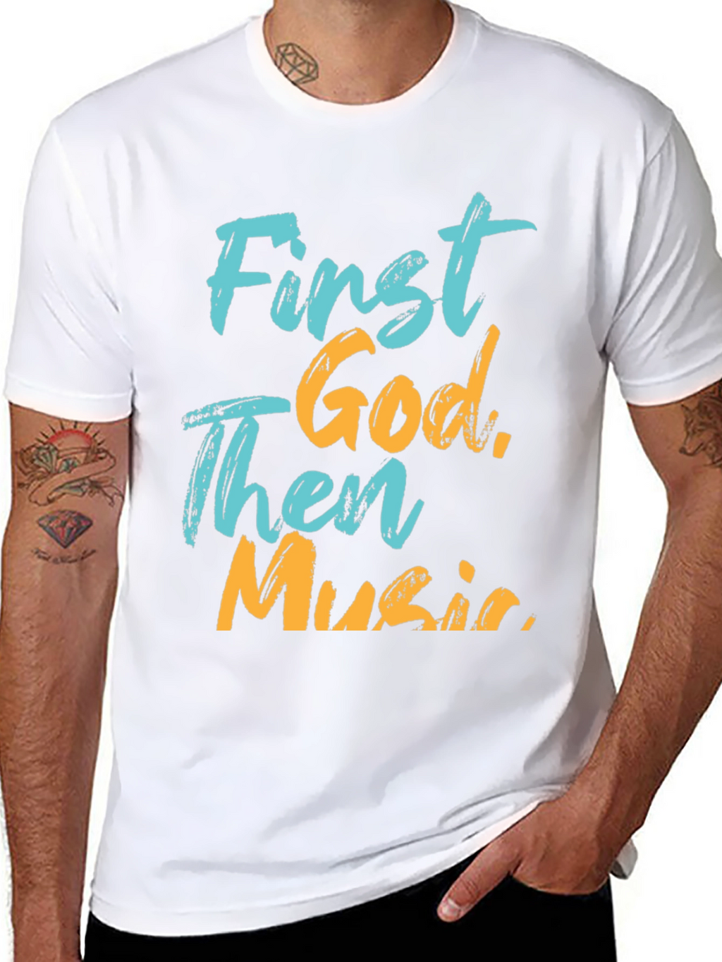 First God Then Music Graphic Tee