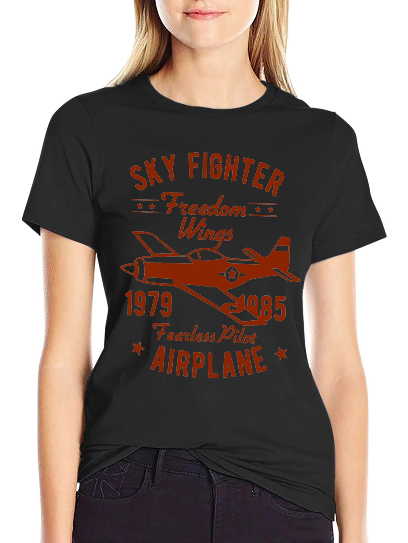Sky Fighter Airplane Graphic Tee - Vintage Pilot T-Shirt