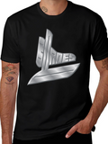 Mens Black T-Shirt with Silver Graphic Design