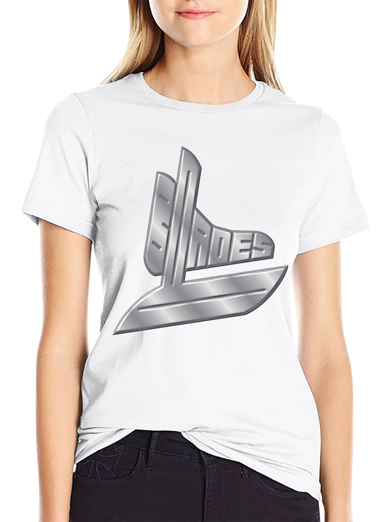 Mens Black T-Shirt with Silver Graphic Design