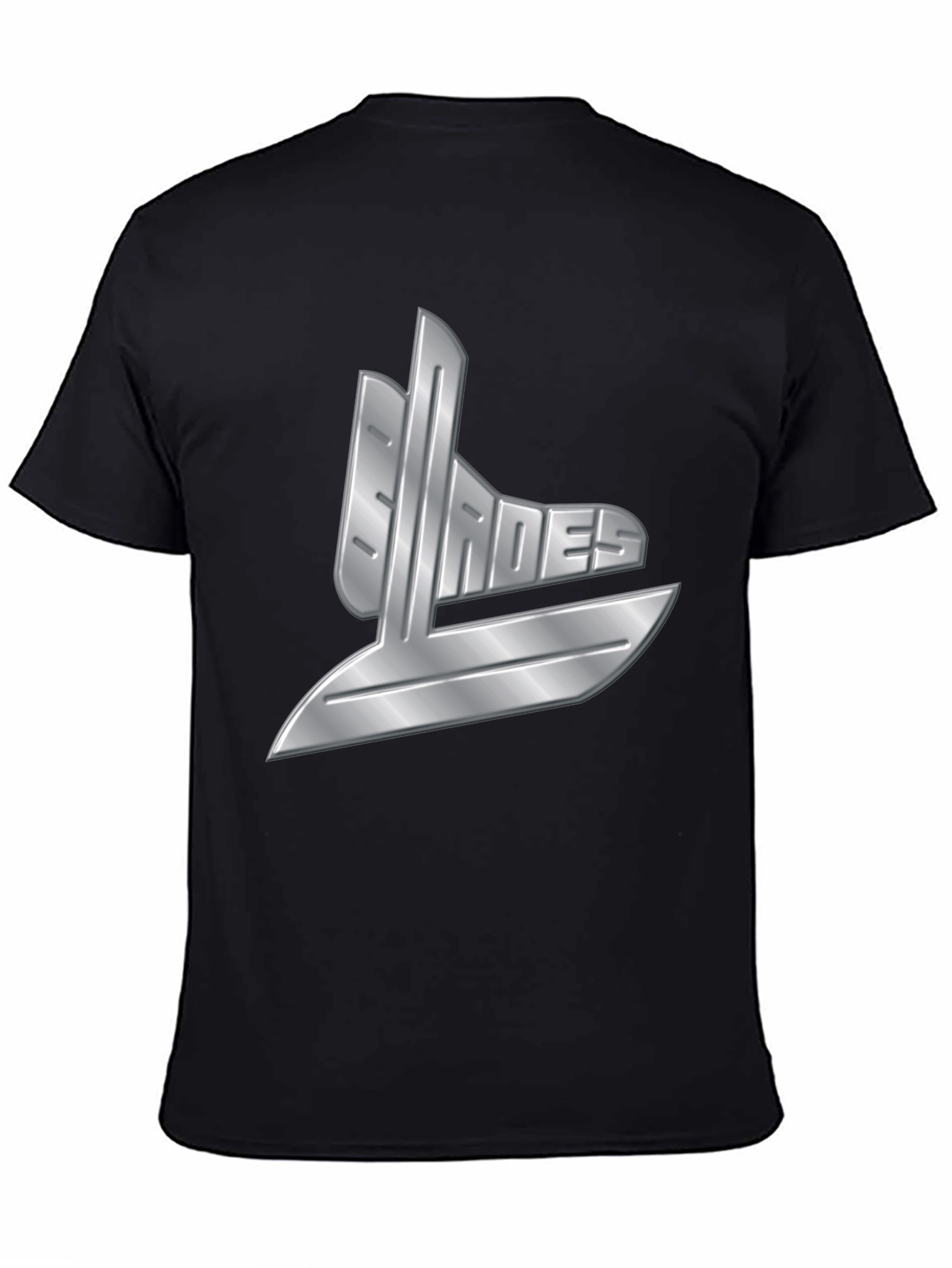 Mens Black T-Shirt with Silver Graphic Design