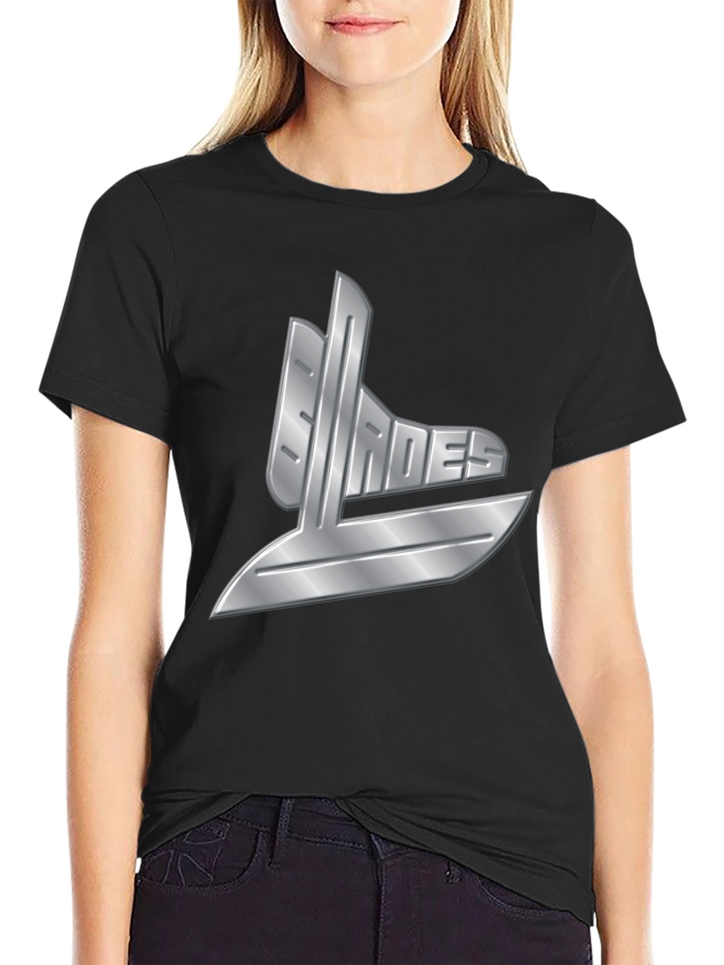 Mens Black T-Shirt with Silver Graphic Design
