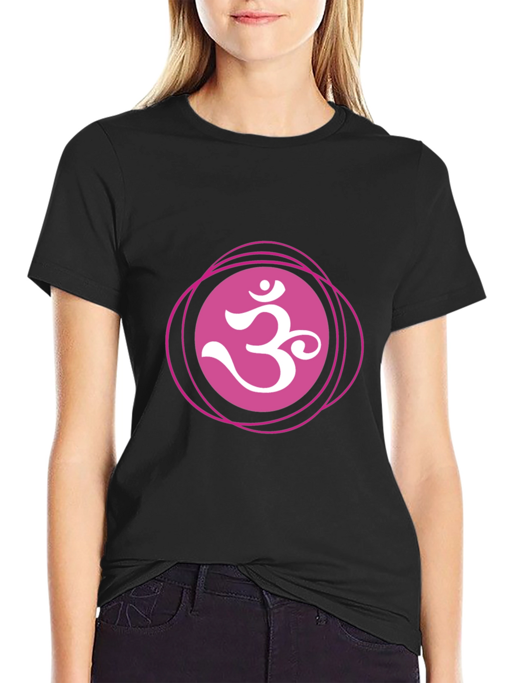 Om Symbol Graphic Tee - Spiritual Black Cotton T-Shirt