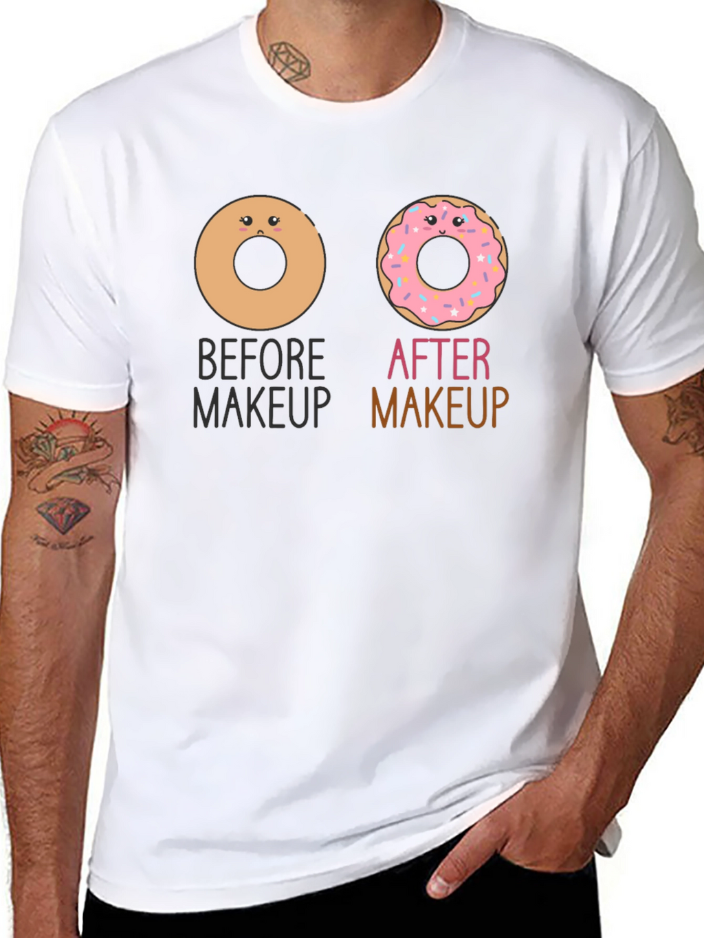 Donut Makeup T-Shirt Funny Graphic Tee