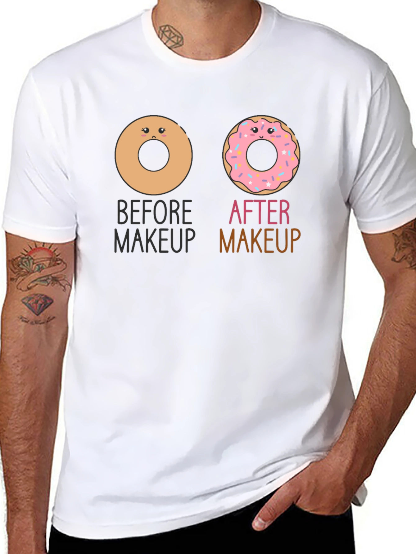 Donut Makeup T-Shirt Funny Graphic Tee
