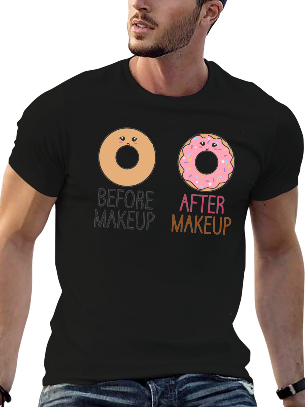 Donut Makeup T-Shirt Funny Graphic Tee