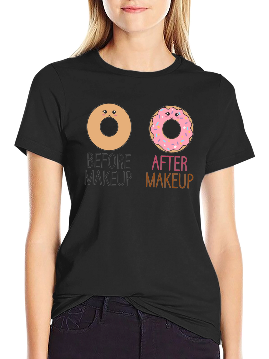 Donut Makeup T-Shirt Funny Graphic Tee