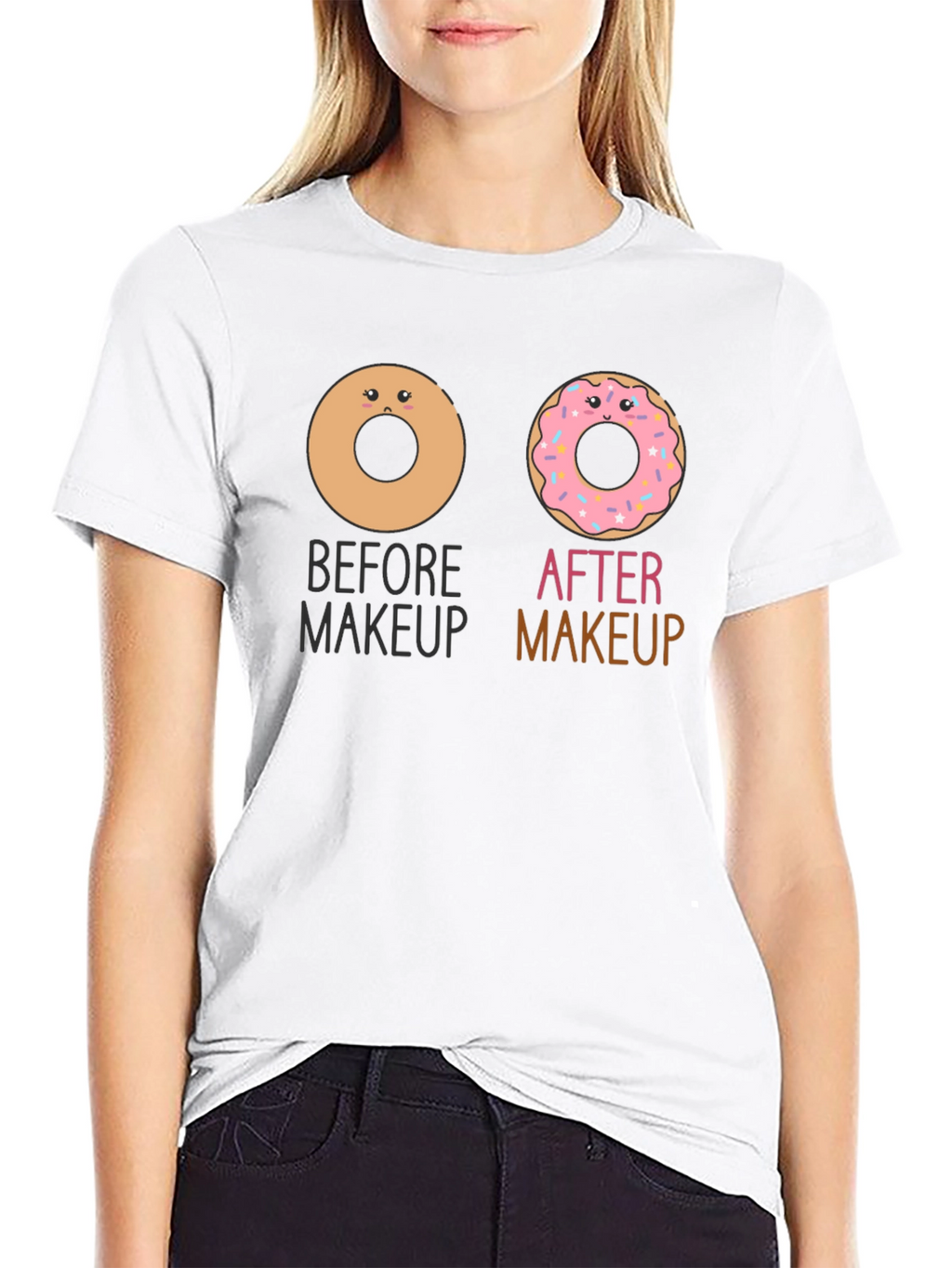 Donut Makeup T-Shirt Funny Graphic Tee