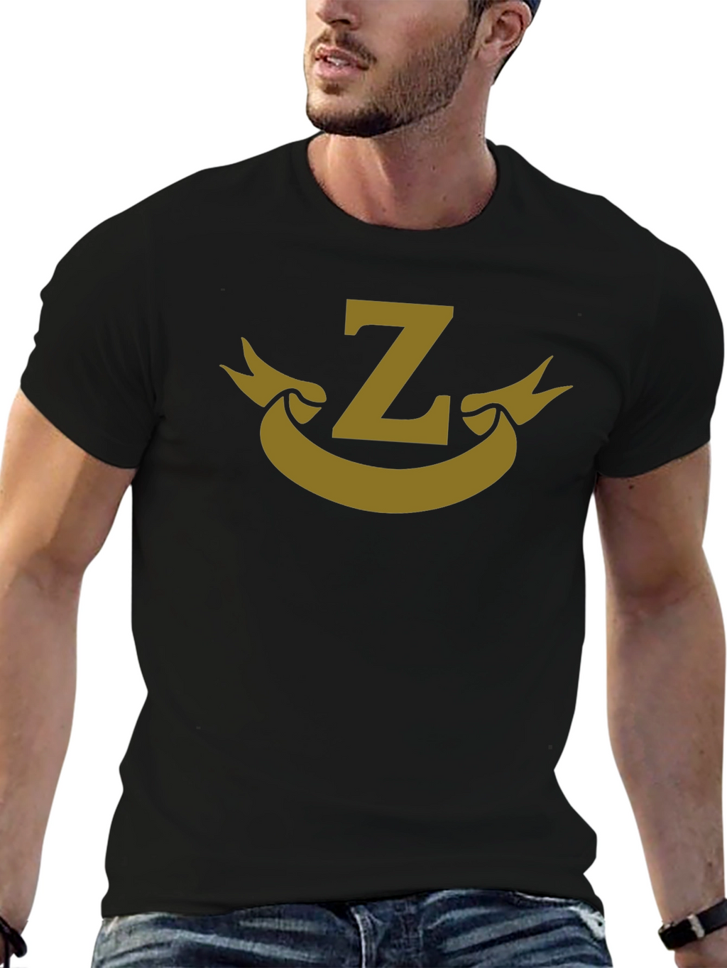 Letter Z Banner Graphic Black T-Shirt