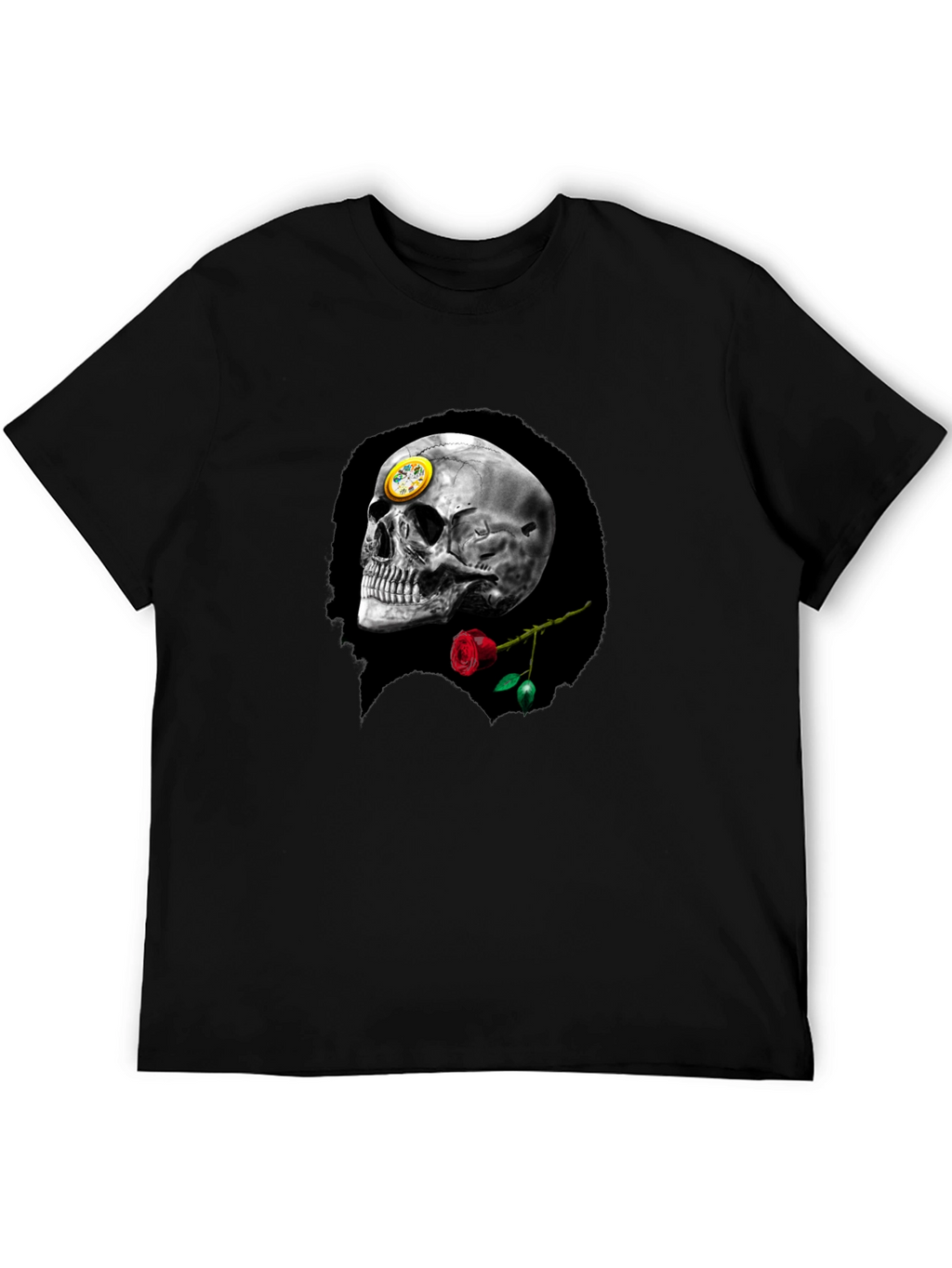 Skull & Rose Graphic Tee - Black