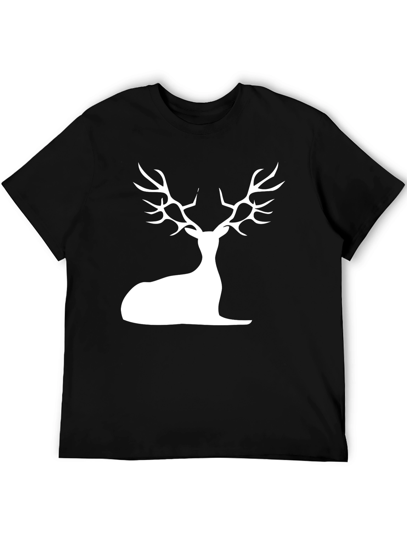 Stylish Black Deer Silhouette Graphic Tee