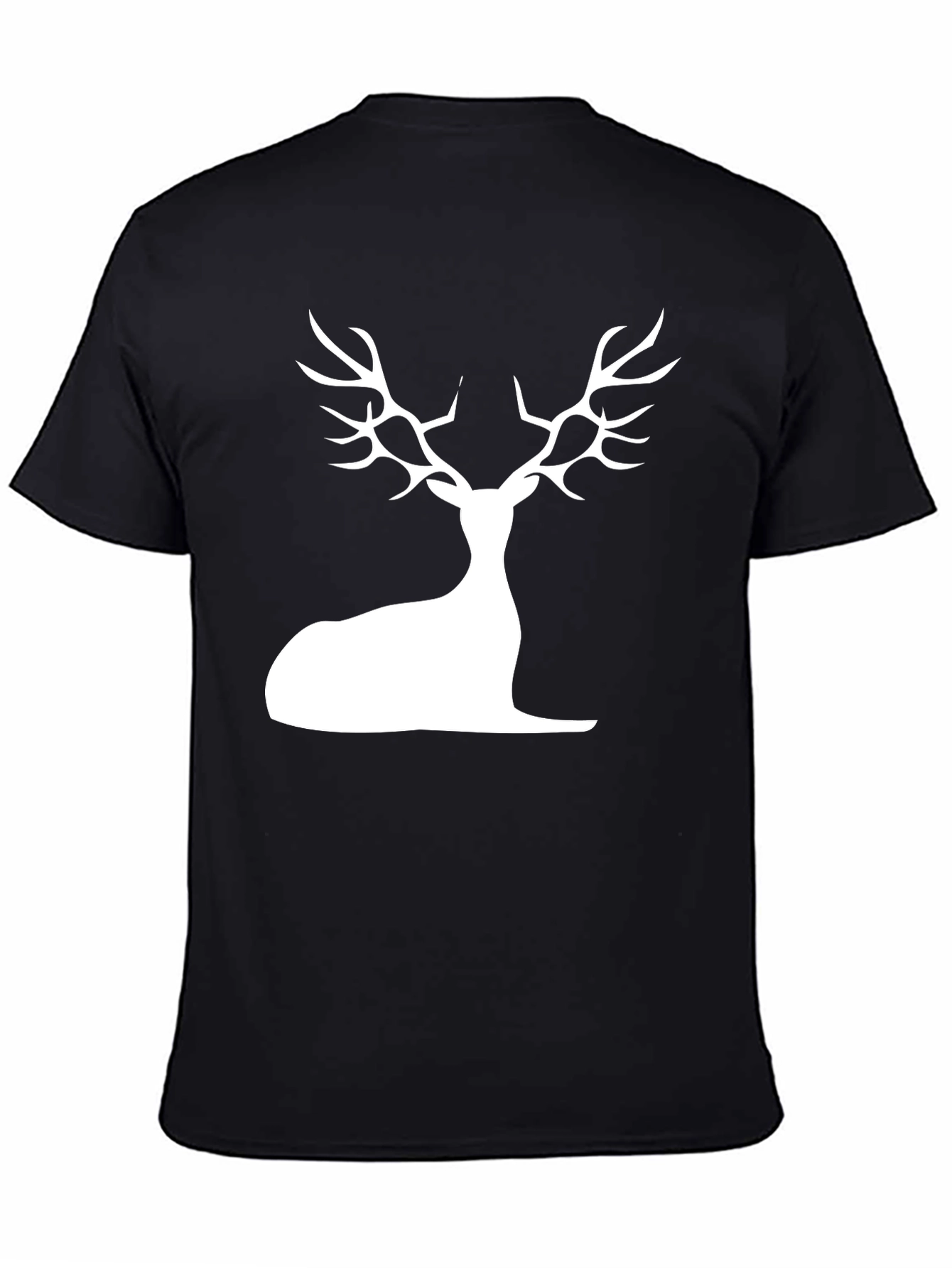 Stylish Black Deer Silhouette Graphic Tee
