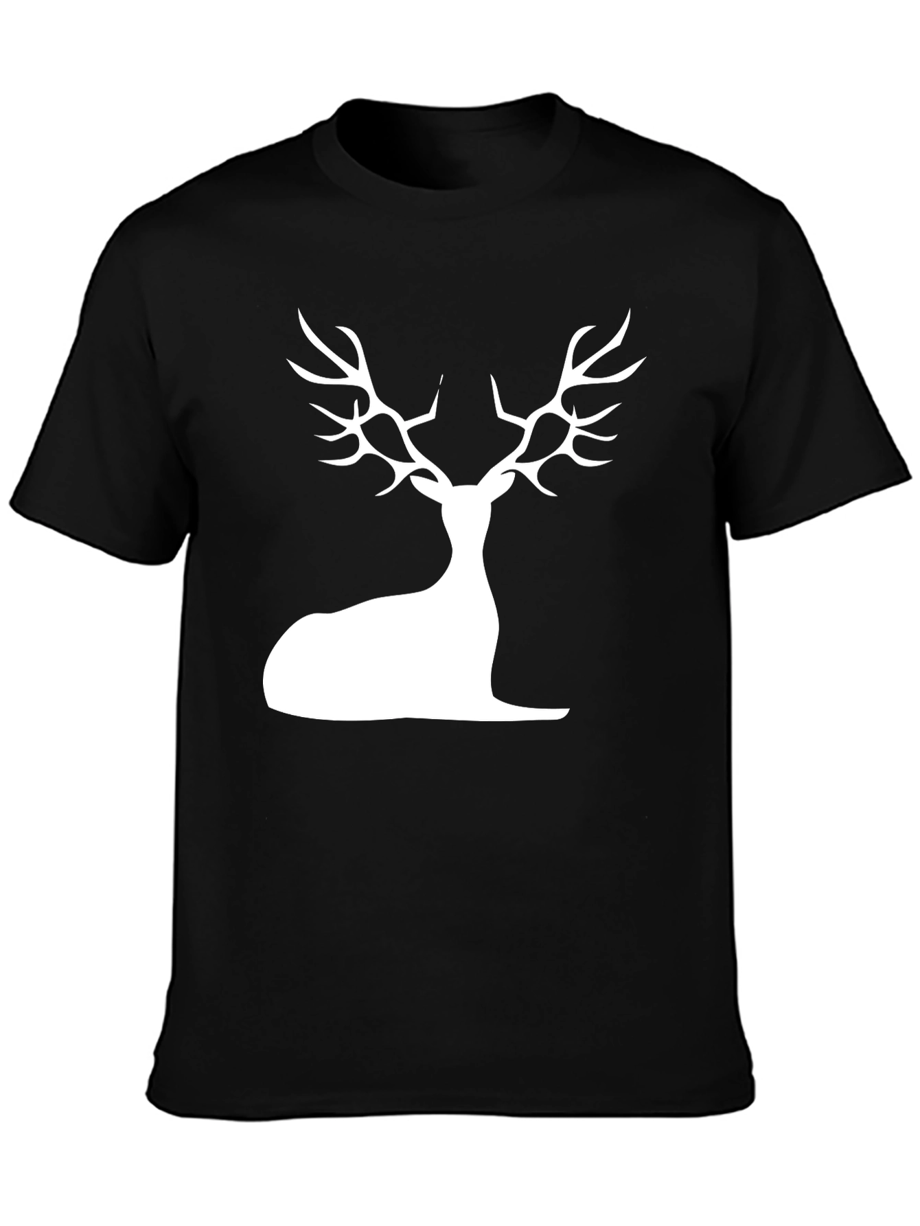 Stylish Black Deer Silhouette Graphic Tee