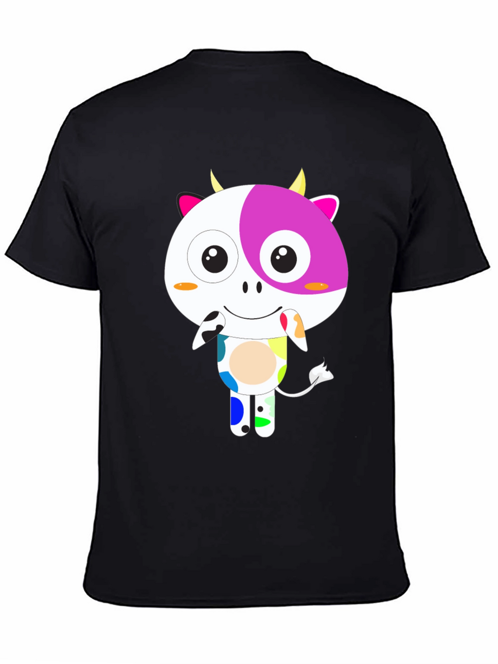 Funky Cow Graphic T-Shirt - Black Cotton