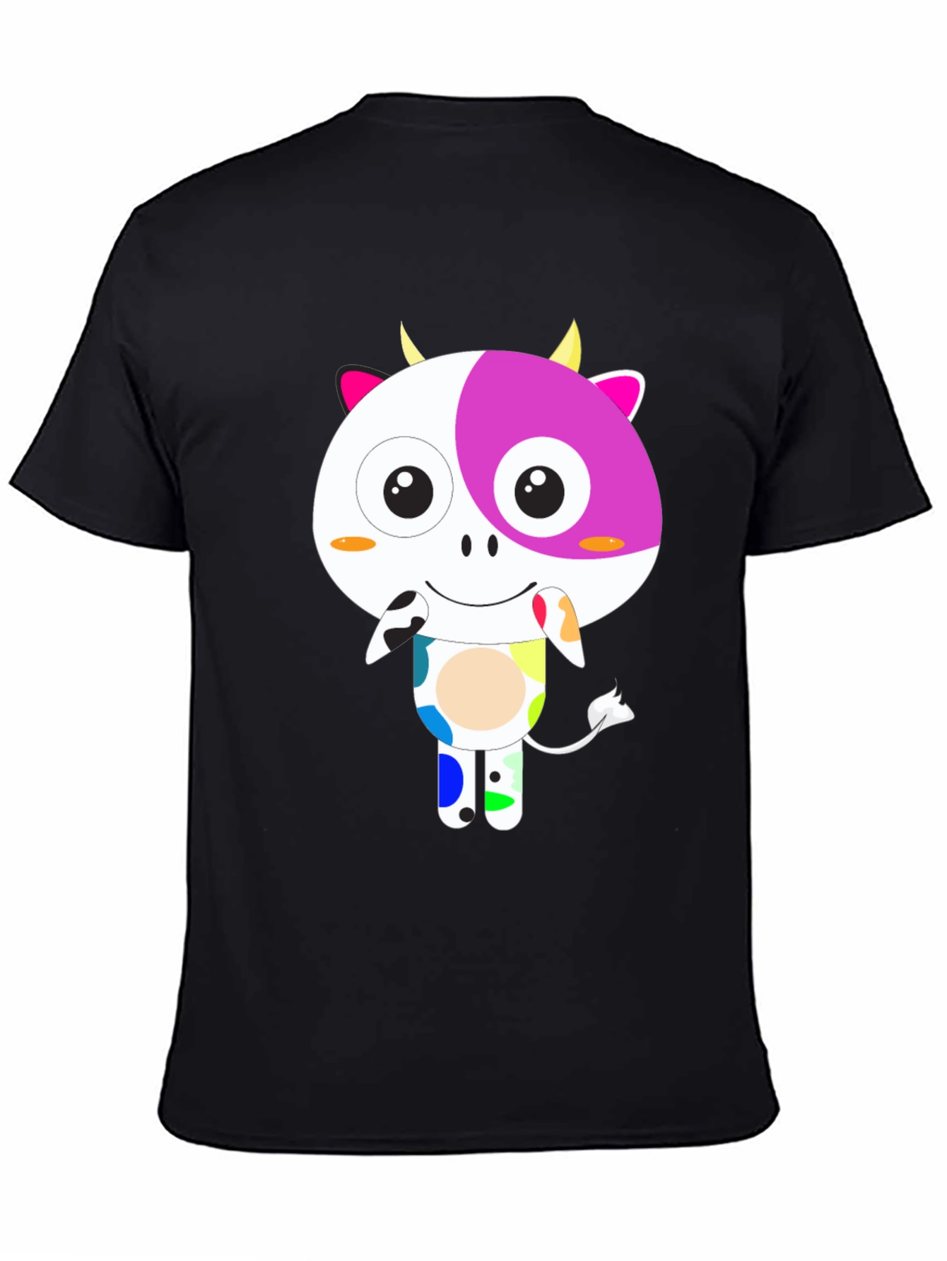 Funky Cow Graphic T-Shirt - Black Cotton