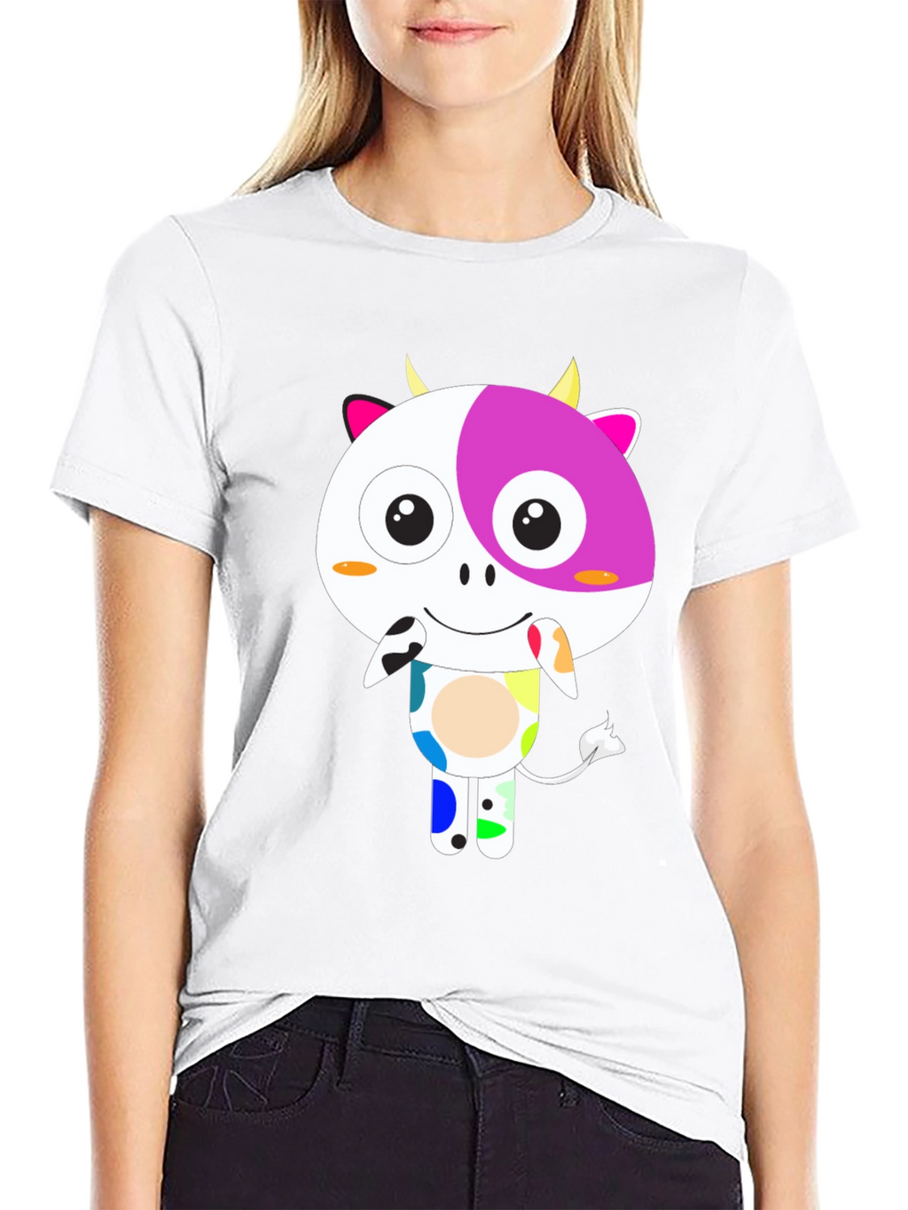 Funky Cow Graphic T-Shirt - Black Cotton