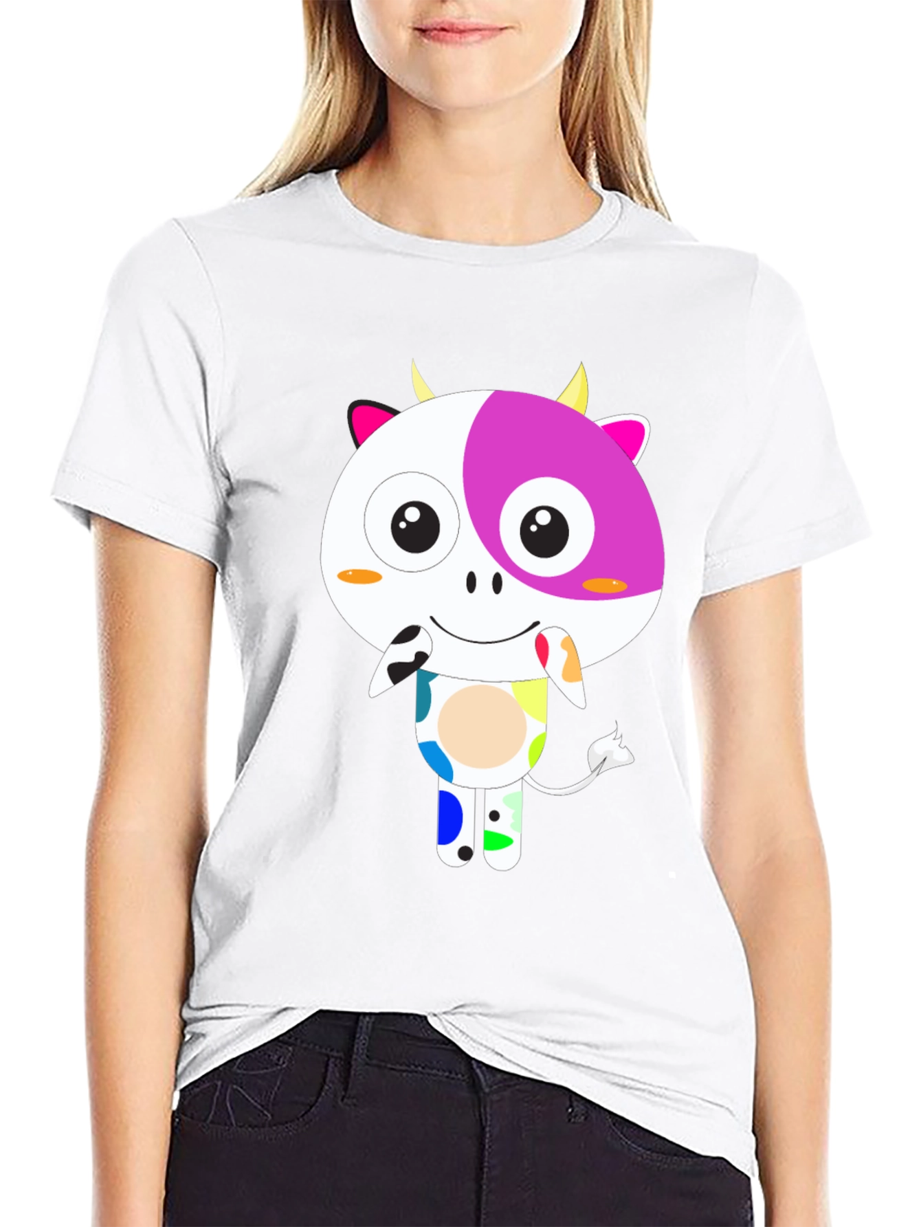 Funky Cow Graphic T-Shirt - Black Cotton