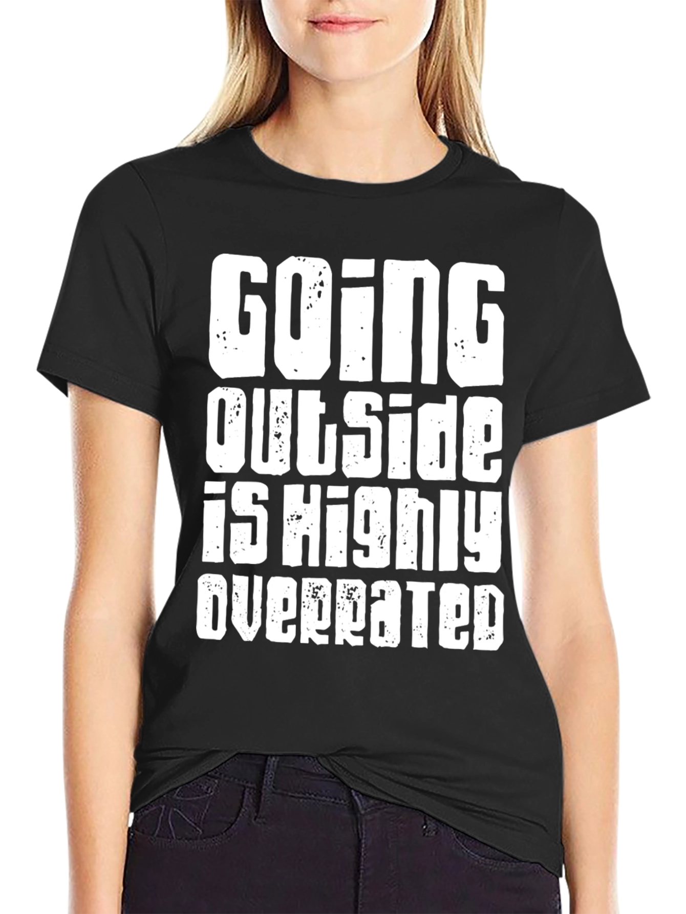 Funny Going Outside is Highly Overrated Black T-Shirt