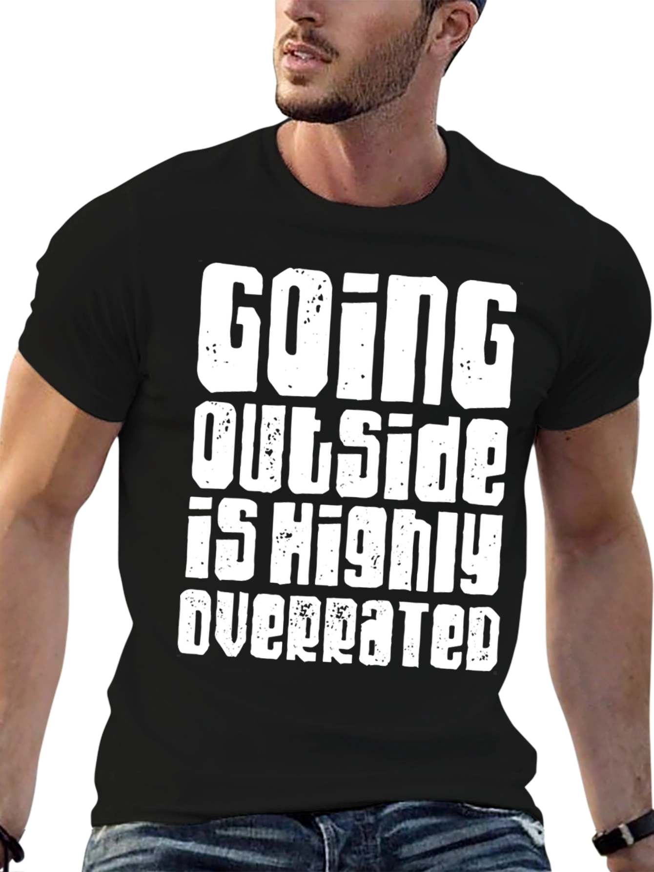 Funny Going Outside is Highly Overrated Black T-Shirt