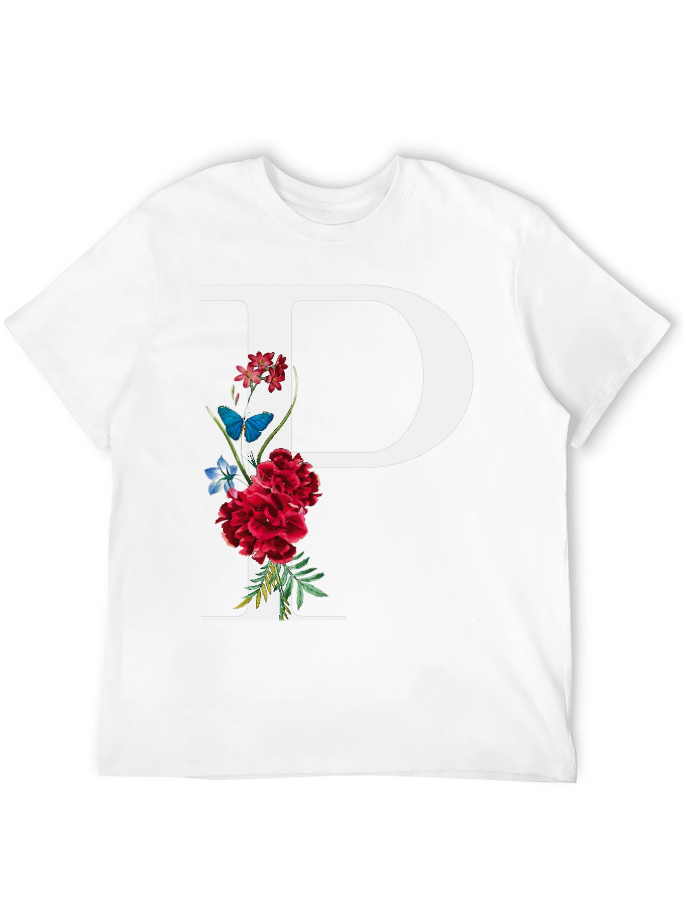 Floral Letter P Graphic T-Shirt