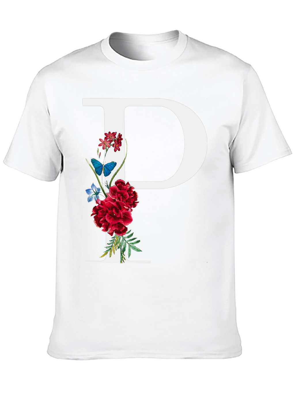 Floral Letter P Graphic T-Shirt