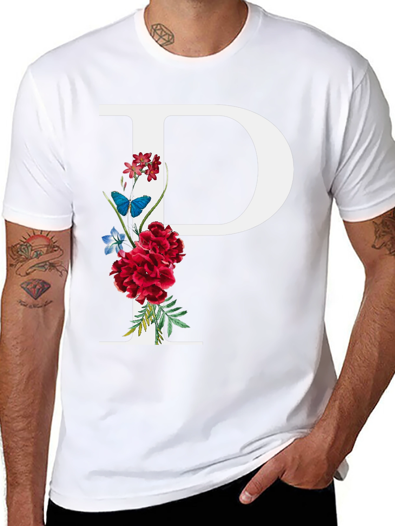 Floral Letter P Graphic T-Shirt