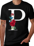 Floral Letter P Graphic T-Shirt