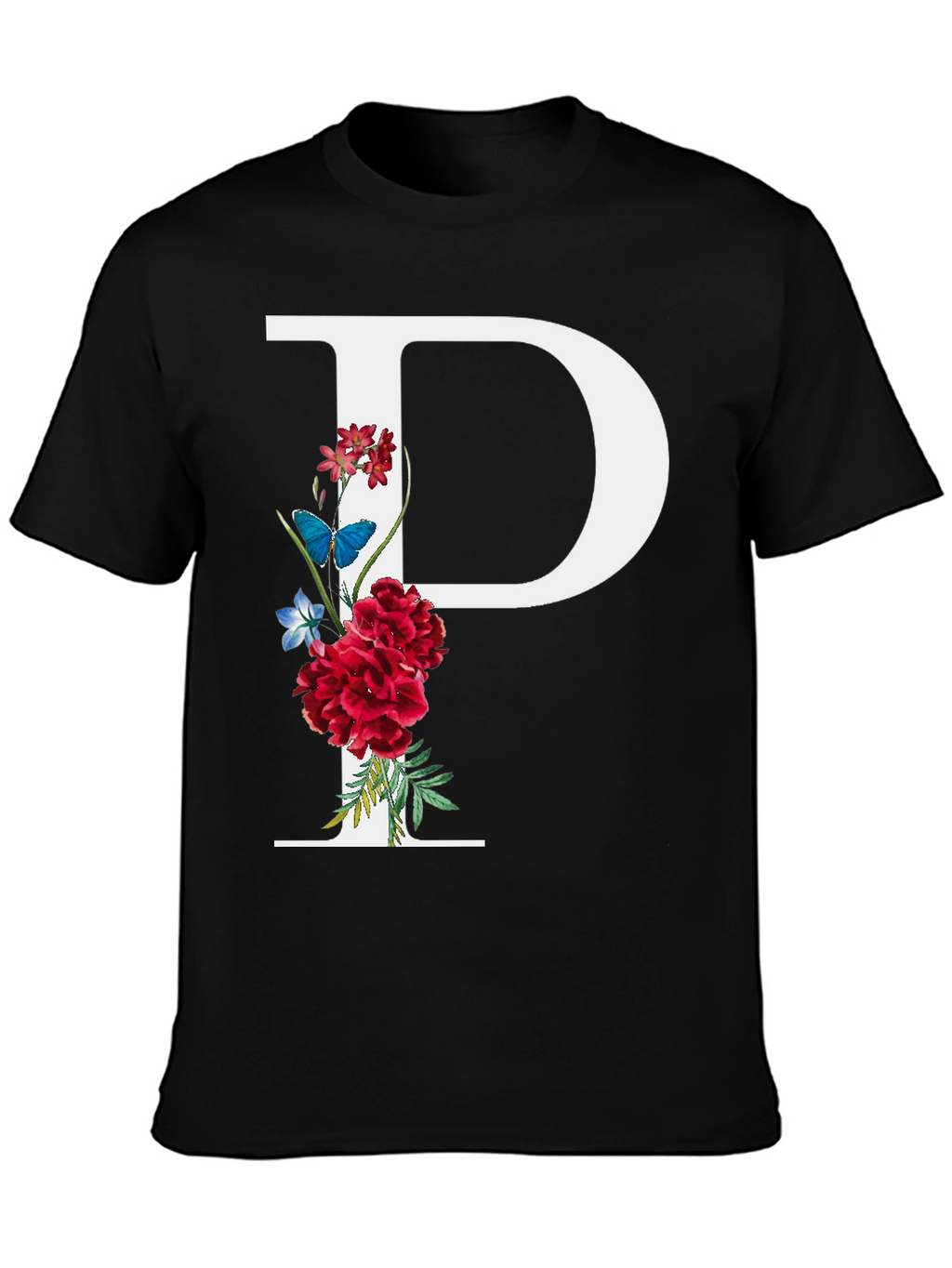 Floral Letter P Graphic T-Shirt