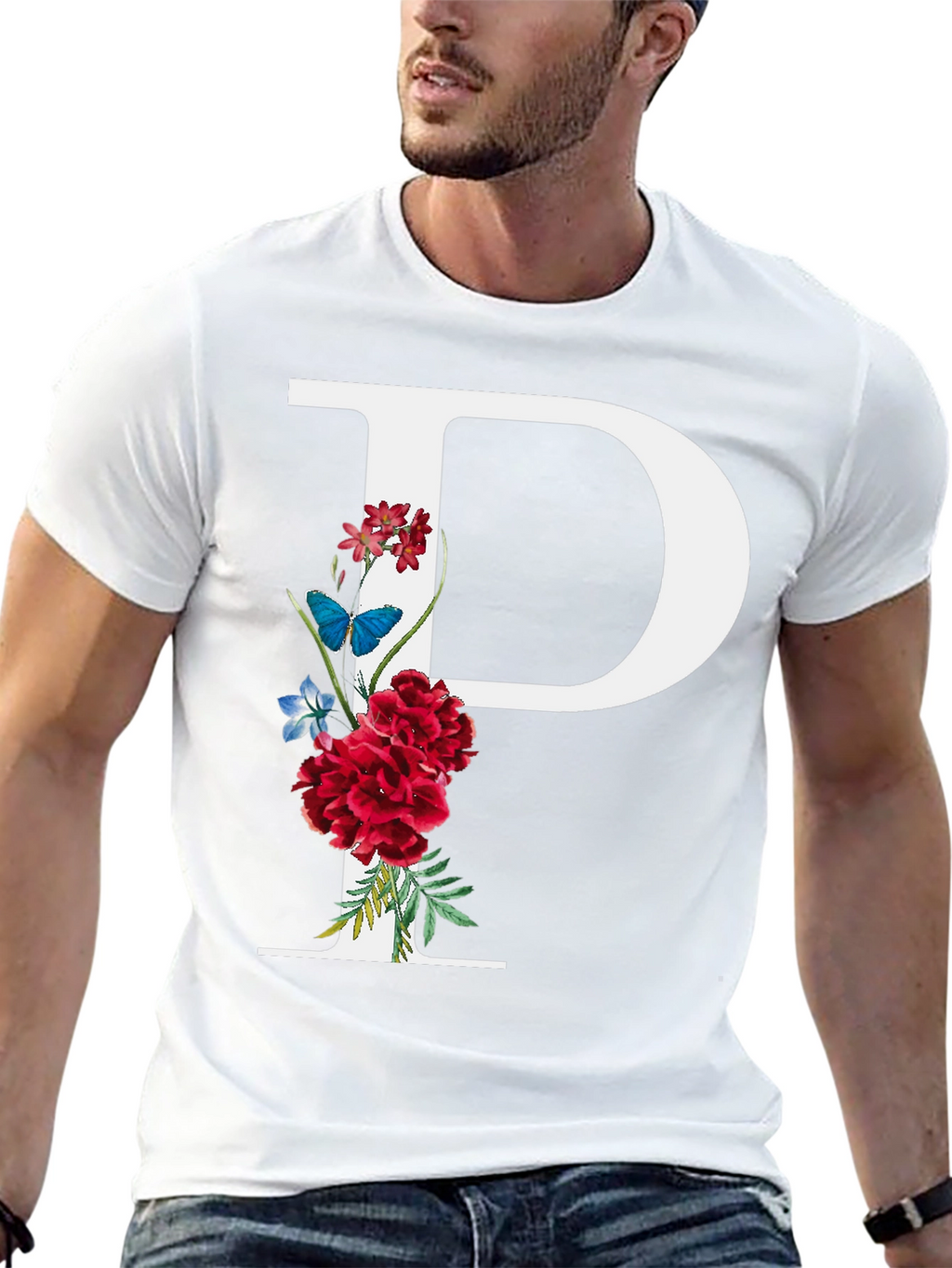 Floral Letter P Graphic T-Shirt