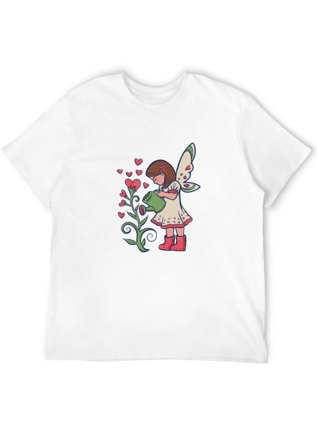 Fairy Watering Hearts T-Shirt - Black