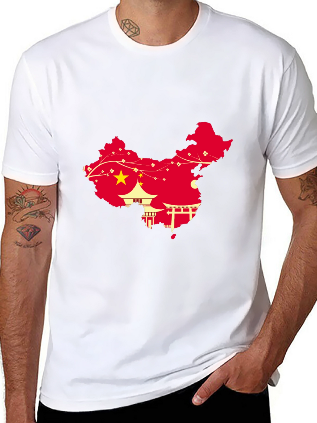 China Map Graphic Tee - Black Crew Neck T-Shirt