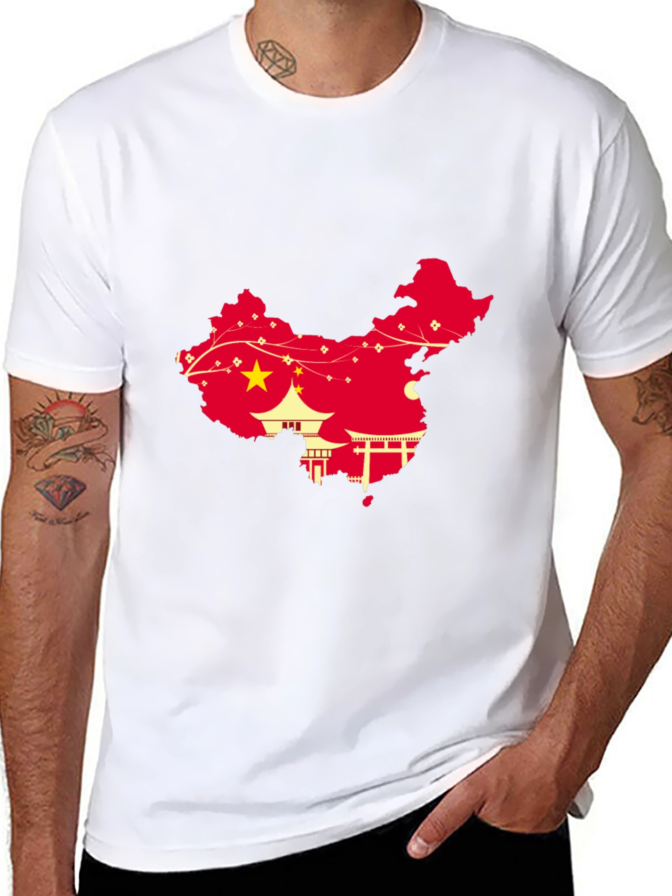 China Map Graphic Tee - Black Crew Neck T-Shirt