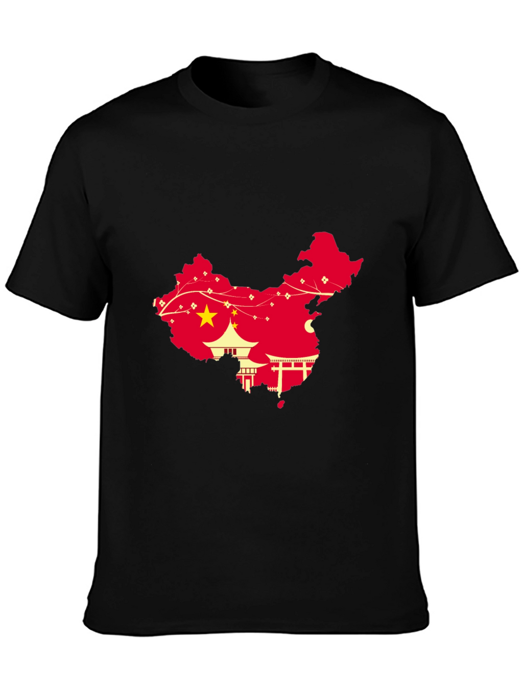 China Map Graphic Tee - Black Crew Neck T-Shirt