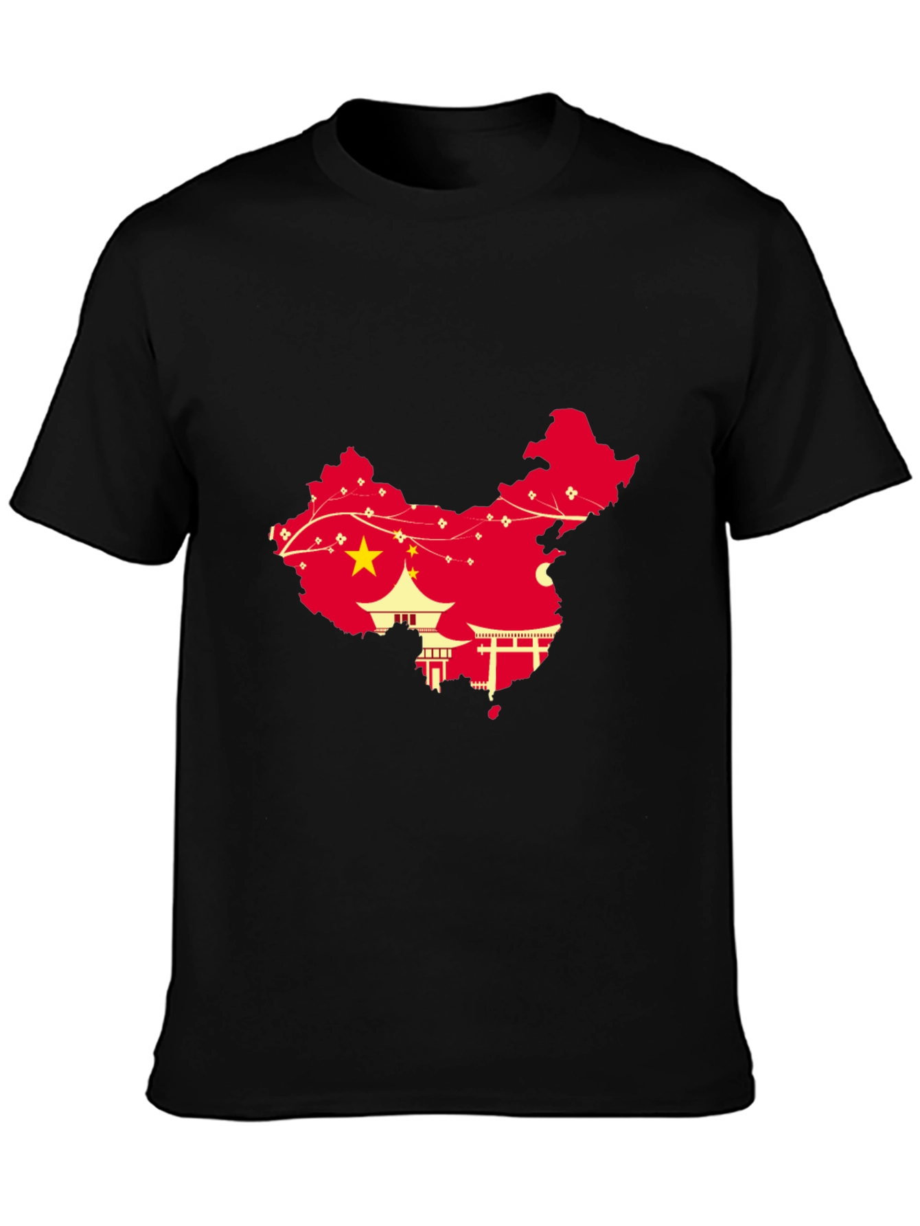 China Map Graphic Tee - Black Crew Neck T-Shirt