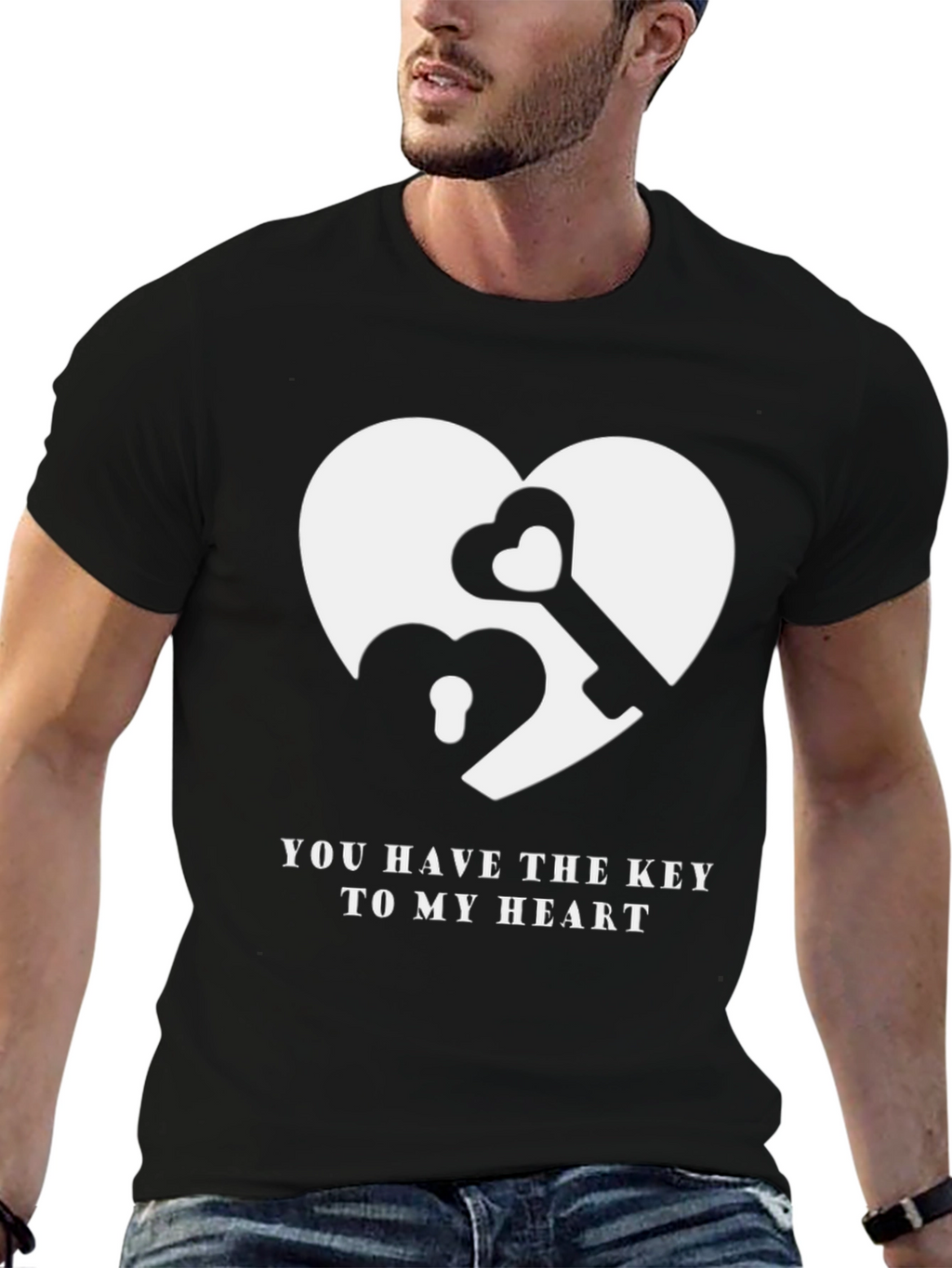 Heart Key Graphic T-Shirt - You Have the Key