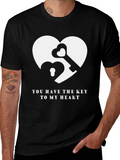 Heart Key Graphic T-Shirt - You Have the Key