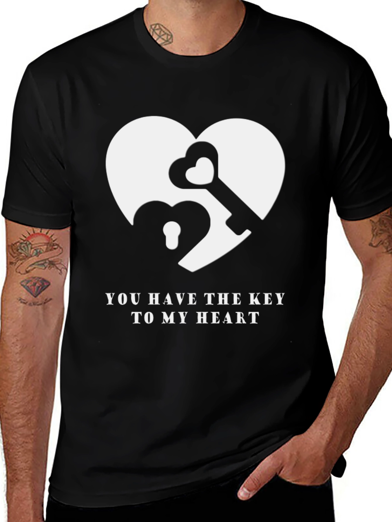 Heart Key Graphic T-Shirt - You Have the Key