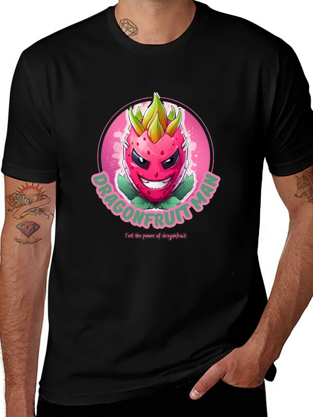 Dragonfruit Man Graphic T-Shirt - Black Cotton Tee