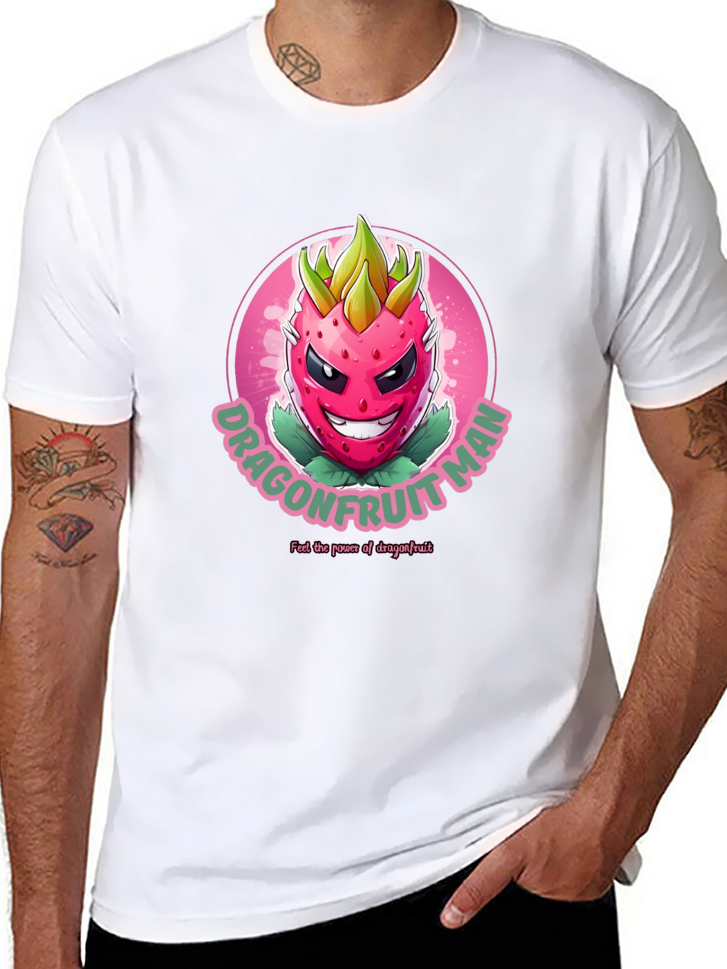 Dragonfruit Man Graphic T-Shirt - Black Cotton Tee
