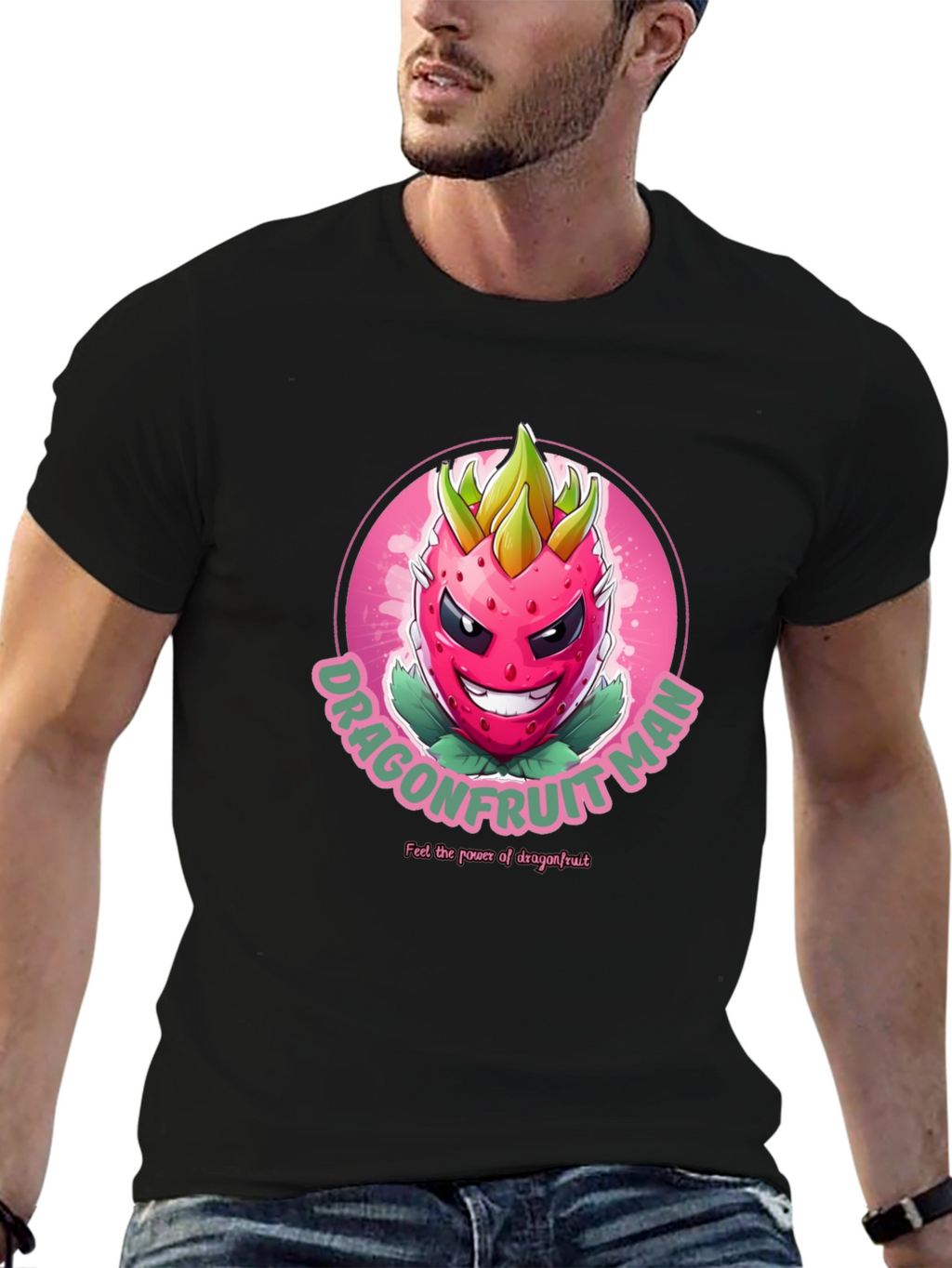Dragonfruit Man Graphic T-Shirt - Black Cotton Tee