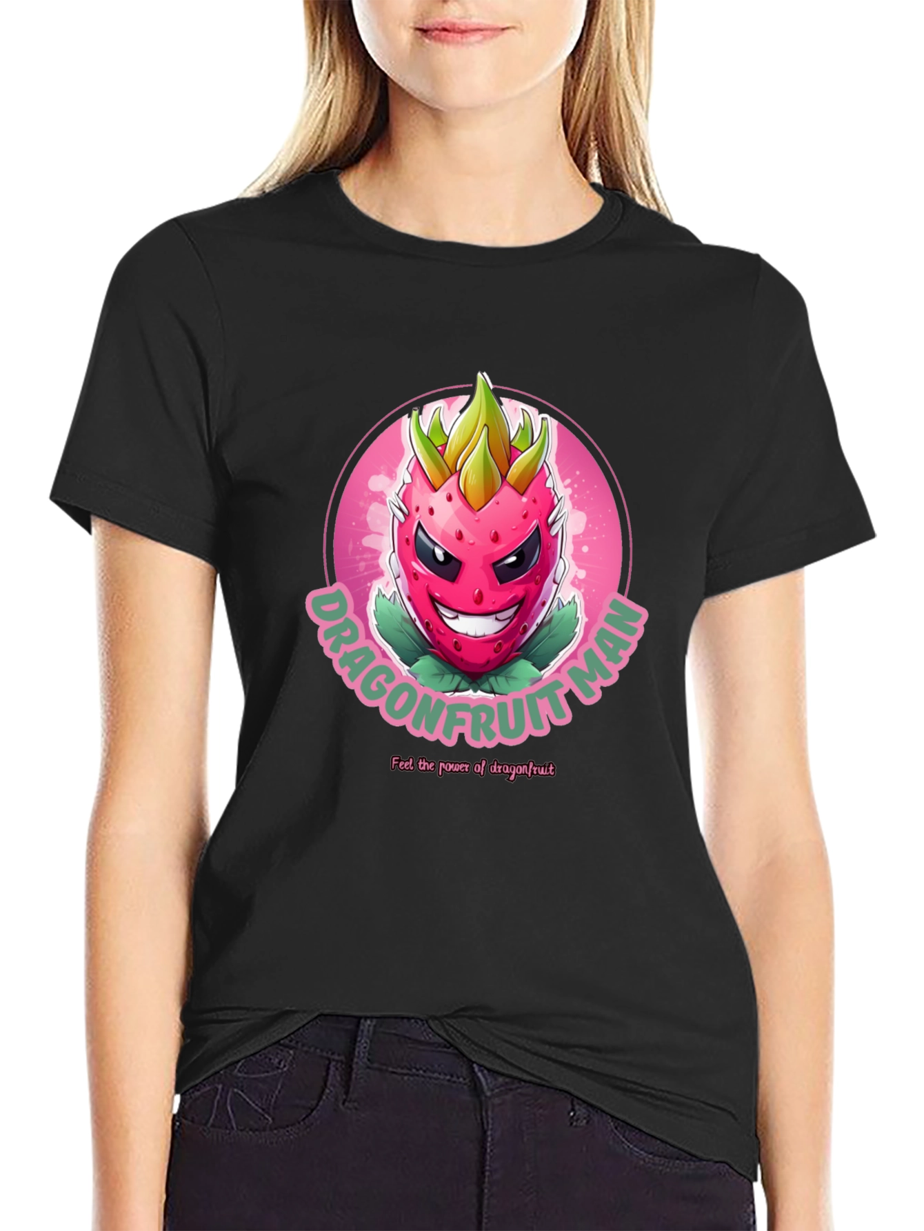 Dragonfruit Man Graphic T-Shirt - Black Cotton Tee