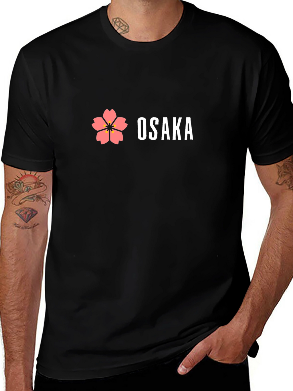 Osaka Flower Graphic Black T-Shirt
