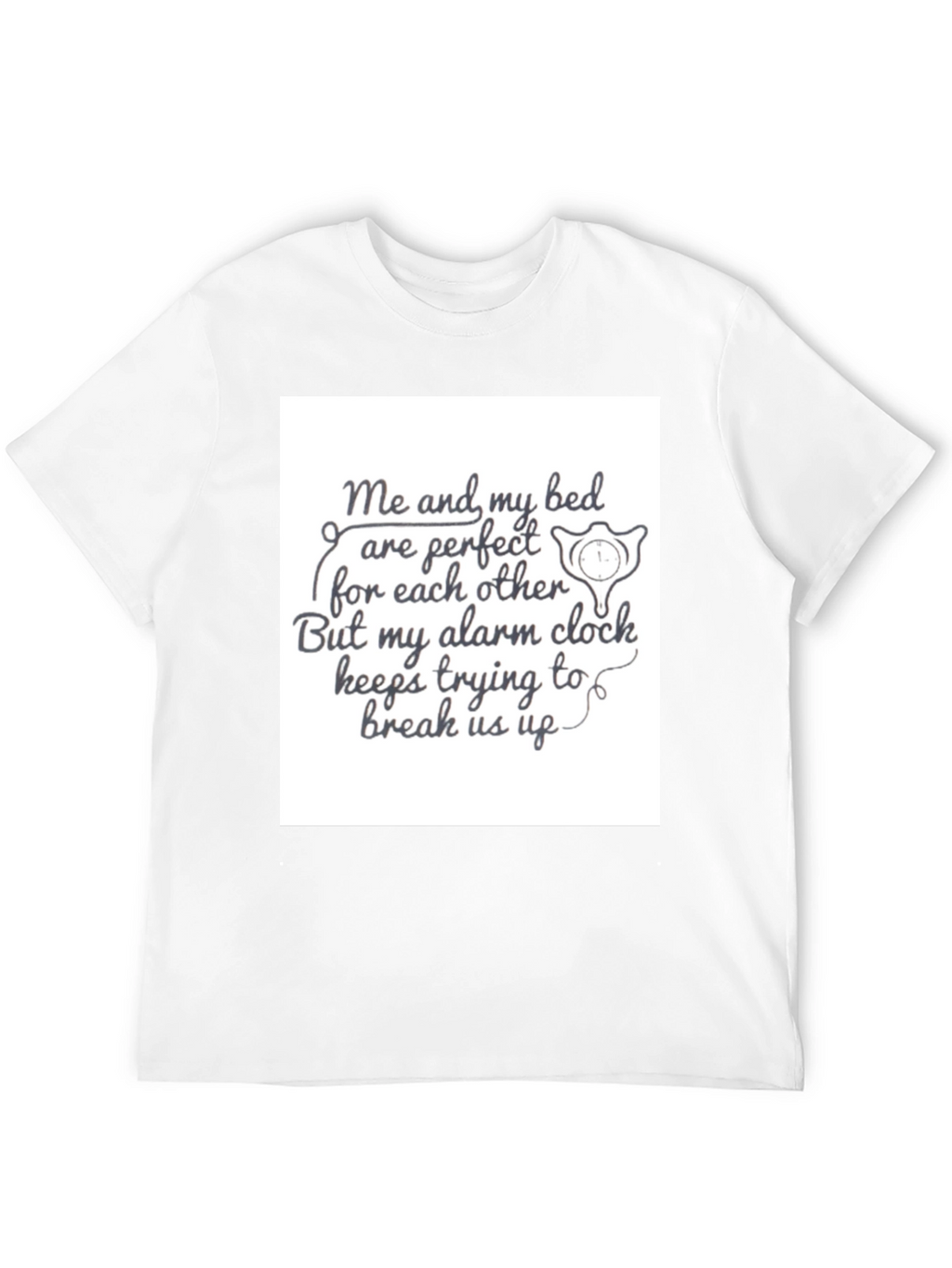 Funny Bed & Alarm Clock Black Graphic T-Shirt