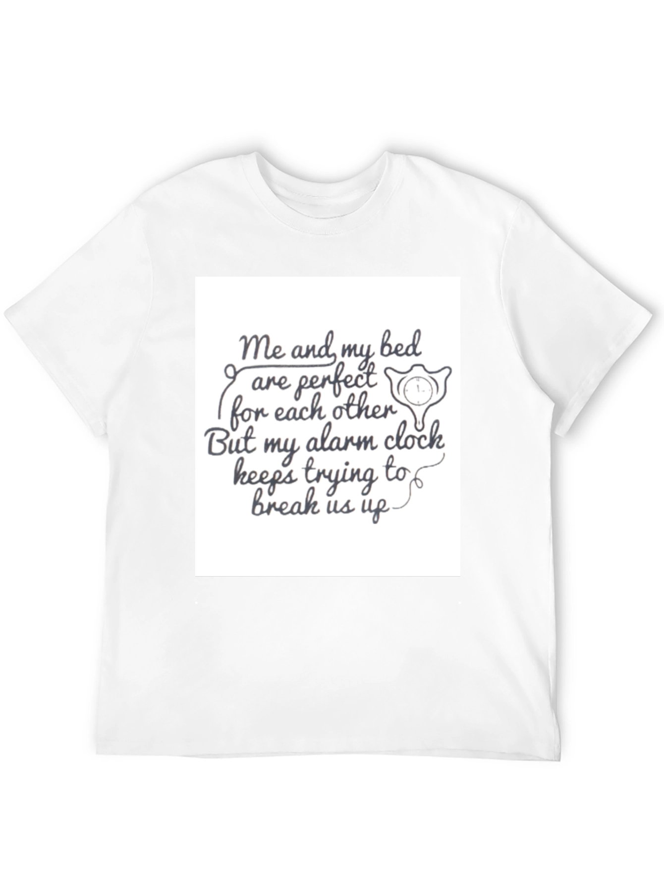 Funny Bed & Alarm Clock Black Graphic T-Shirt