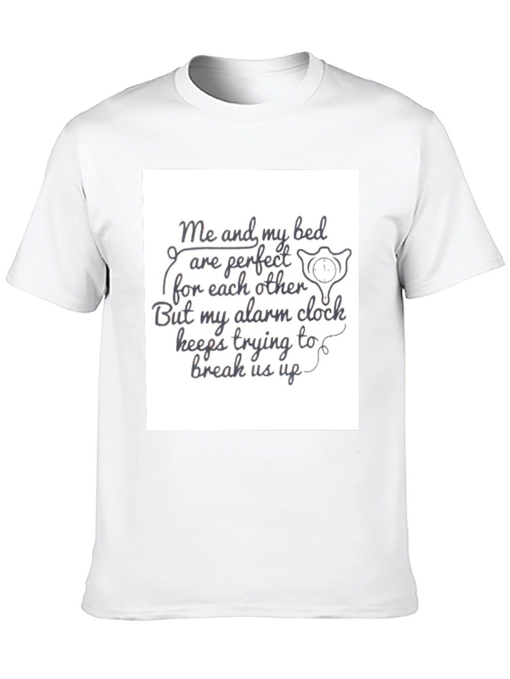 Funny Bed & Alarm Clock Black Graphic T-Shirt