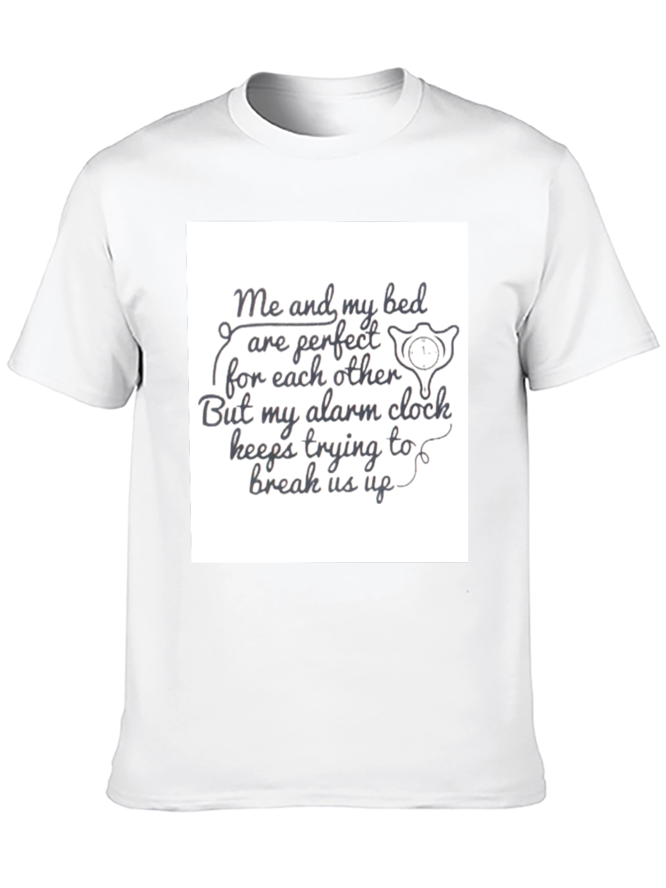 Funny Bed & Alarm Clock Black Graphic T-Shirt